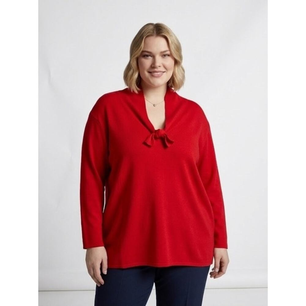 C.D Daniel’s Red sweater 2X 3/4 Sleeve with bow